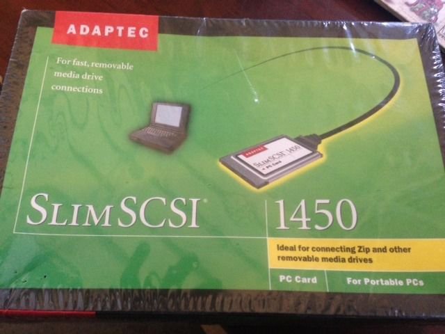NEW Adaptec SlimSCSI 1450 PC Controller Card PCMCIA SCSI Adapter + Cable 50 PIN