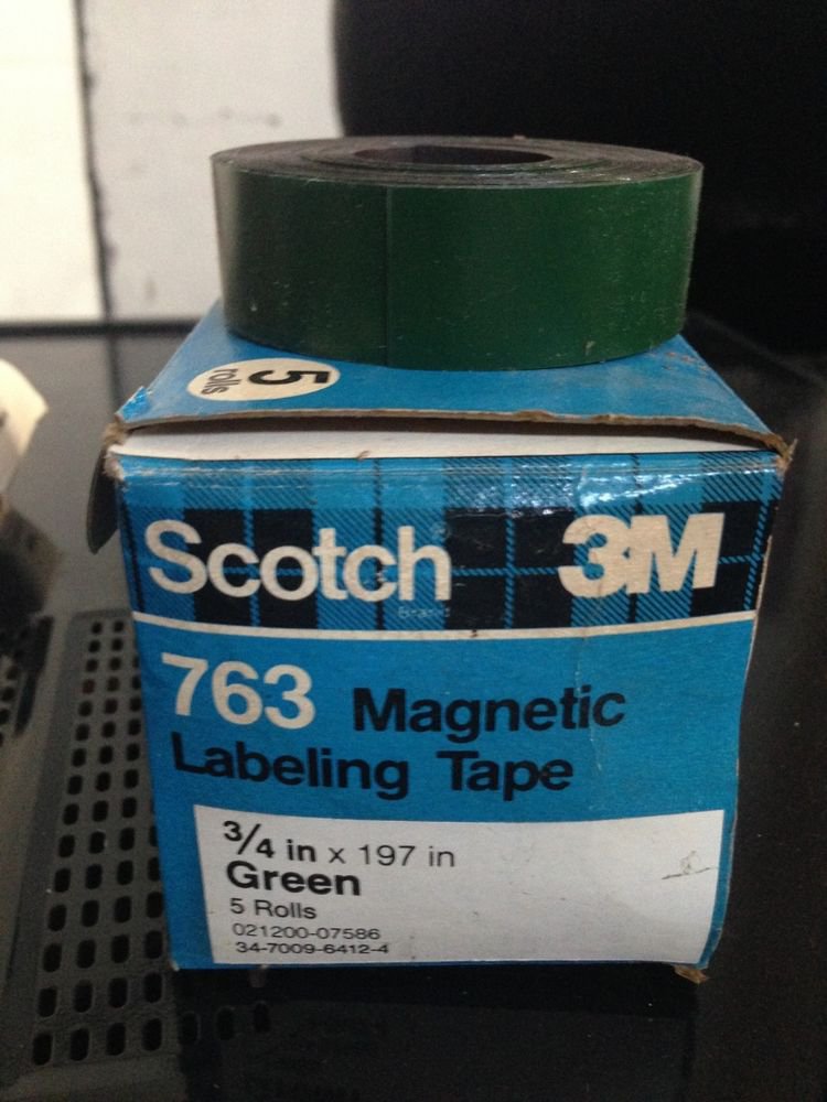*NEW* 5 ROLLS SCOTCH 3M 3/4" GREEN Magnetic Labeling Tape 763 Label Maker Roll