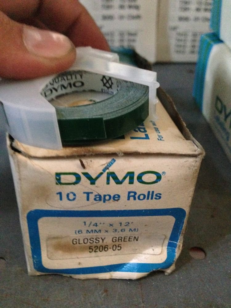 10 Pack Dymo 1/4" x 12' GLOSSY GREEN Embossing Tape Label Magazine Maker Printer