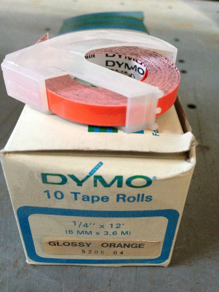 10 Pack Dymo 1/4" x 12' GLOSS ORANGE Embossing Tape Label Magazine Maker Printer