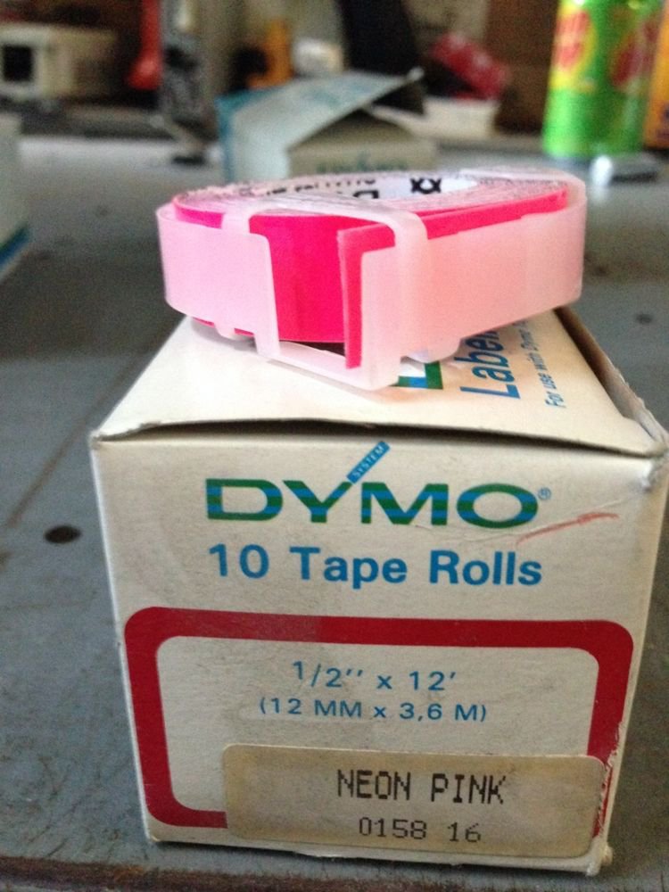 10 Pack Dymo 1/2" x 12' NEON PINK Embossing Tape Label Magazine Maker Printer