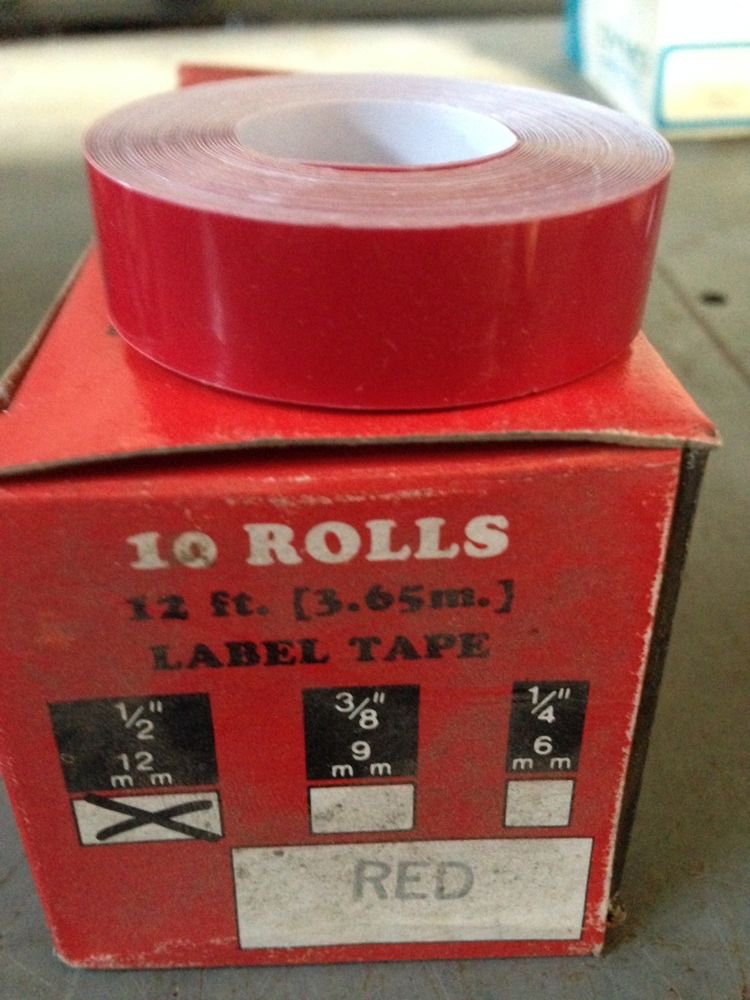 10 Pack 1/2" x 12' RED Embossing Tape Label Magazine Maker Printer 2300 Dymo