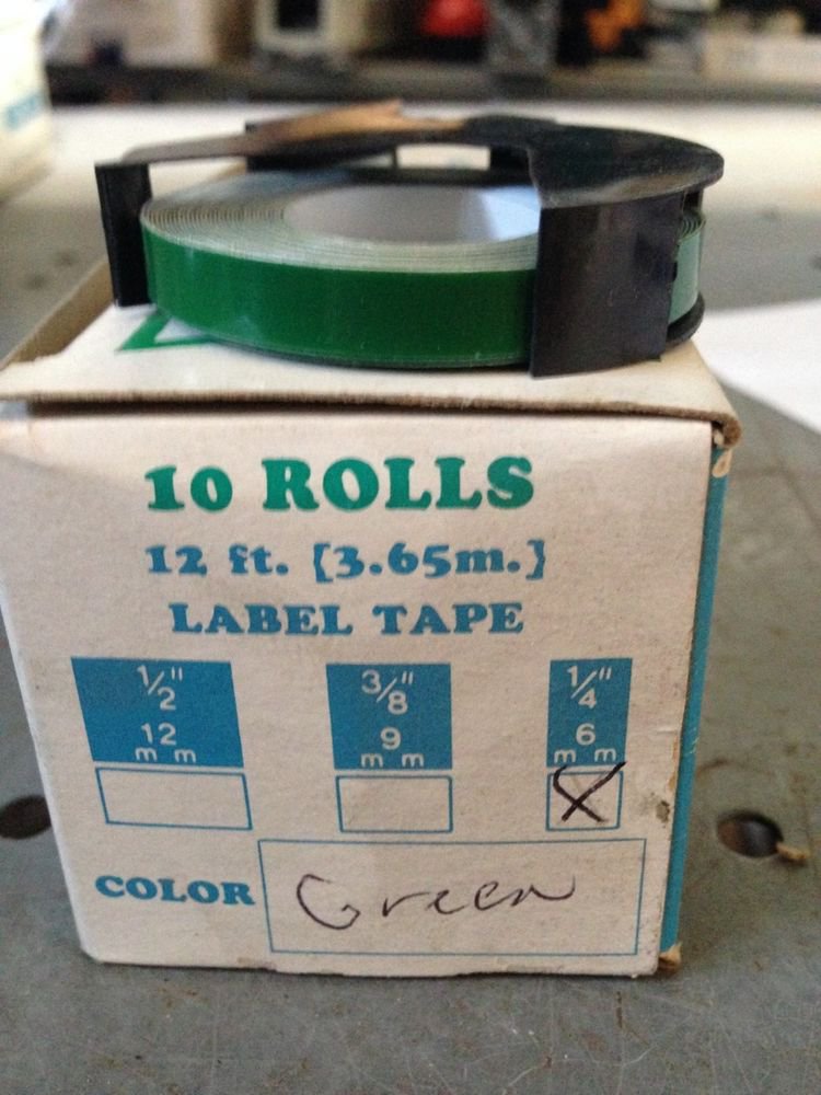 10 Pack 1/4" x 12' GREEN Embossing Tape Label Magazine Maker Printer 2300 Dymo