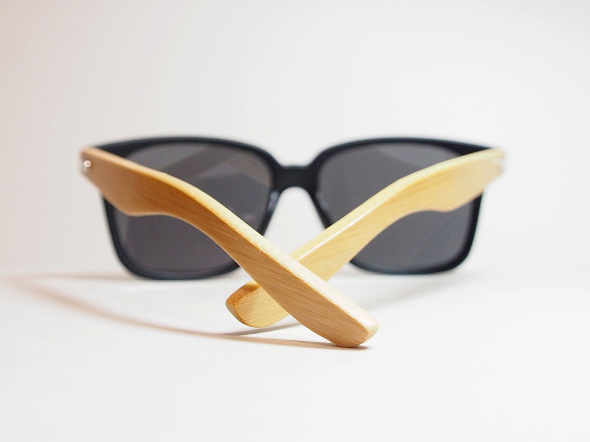 Bamboo Wood Sunglasses - Black Aviator Industrial Eyewear