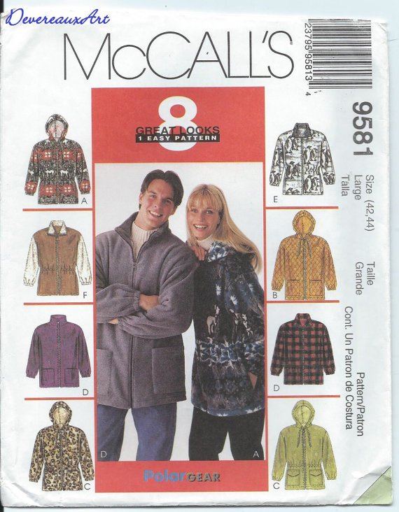 UNCUT- McCall's Pattern 9581- size Large (42-44) Unisex Jacket