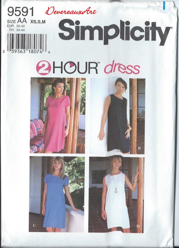 Simplicity Pattern 9591-Size AA (Xs,S,M) or (6-8-10-12-14-16) - Misses'/Miss Petite Dress