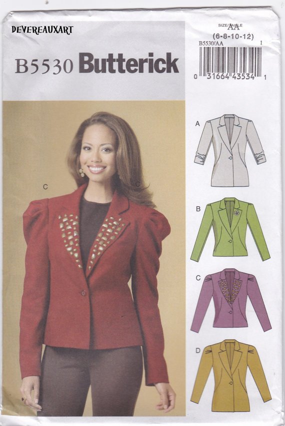 BUTTERICK Pattern B5530 -UNCUT-Size AA (6-8-10-12) - Misses' Lined Jackets