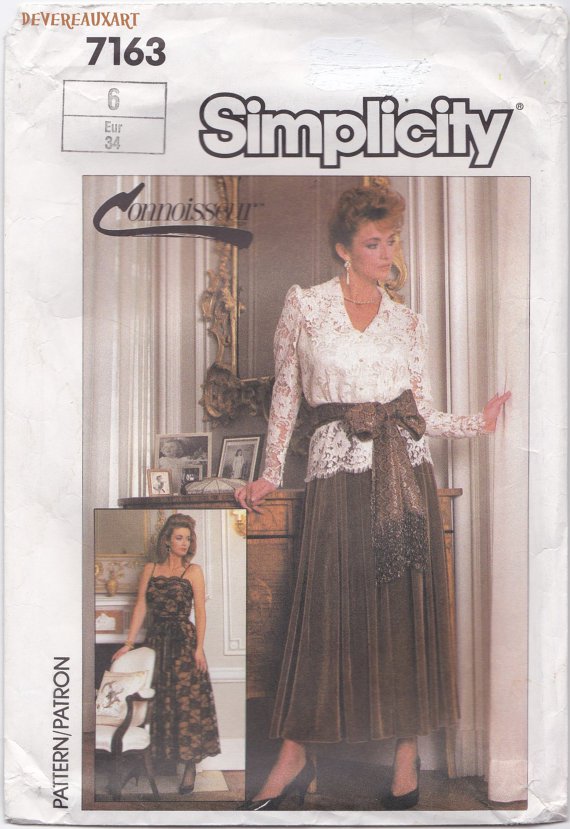 Simplicity "Connoisseur Collection" Pattern 7163 UNCUT-Size 6-Misses' Blouse, Camisole, Skirt & Sash
