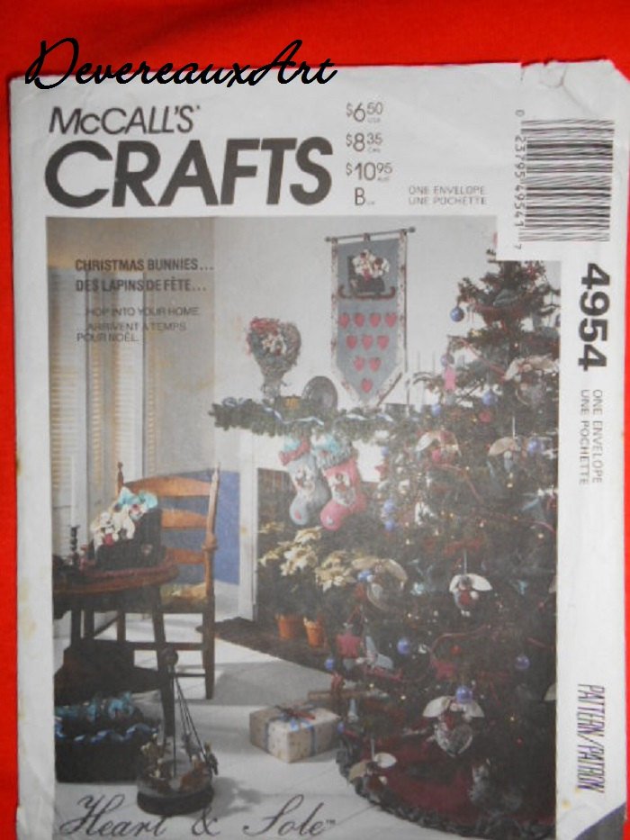 McCall's "Craft" Pattern 4954 - UNCUT - Christmas Bunnies