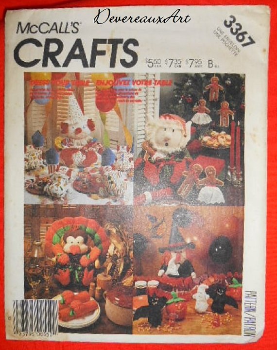 McCall's "Craft" Pattern 3367 - UNCUT - Dress Your Table - Holiday Table Accessory Package