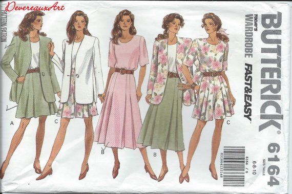 Butterick Pattern 6164- UNCUT- Size 6-8-10 - Misses'/Misses' Petite Jacket, Top, Skirt &Shorts