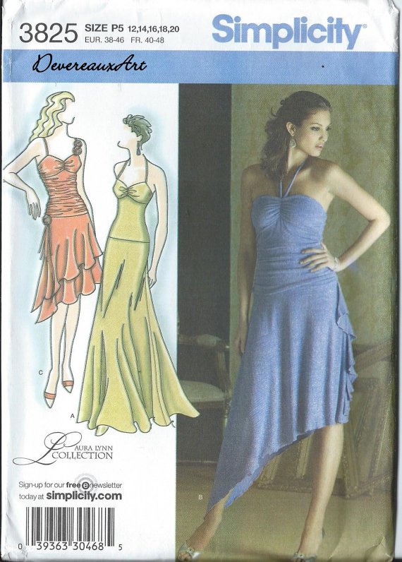 Simplicity Pattern 3825-UNCUT Size P5 (12,14,16,18,20) Misses' Knit Dress With Skirt