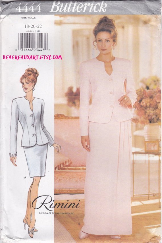 BUTTERICK Pattern 4444 "Rimini" - UNCUT- Size 18,20,22-Misses'/Misses' Petite Jacket & Skirt