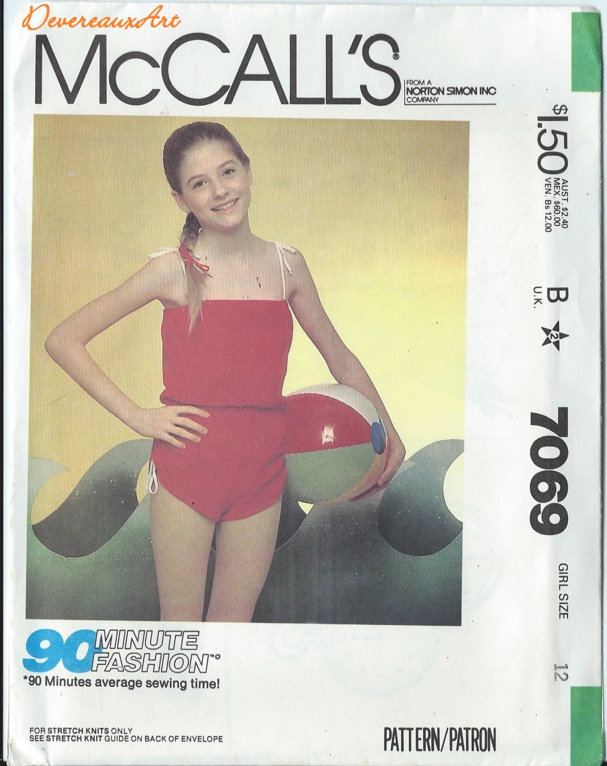 McCall's "90-Minute Fashion" Pattern 7069 - UNCUT - Size 12 - Girl's Playsuit
