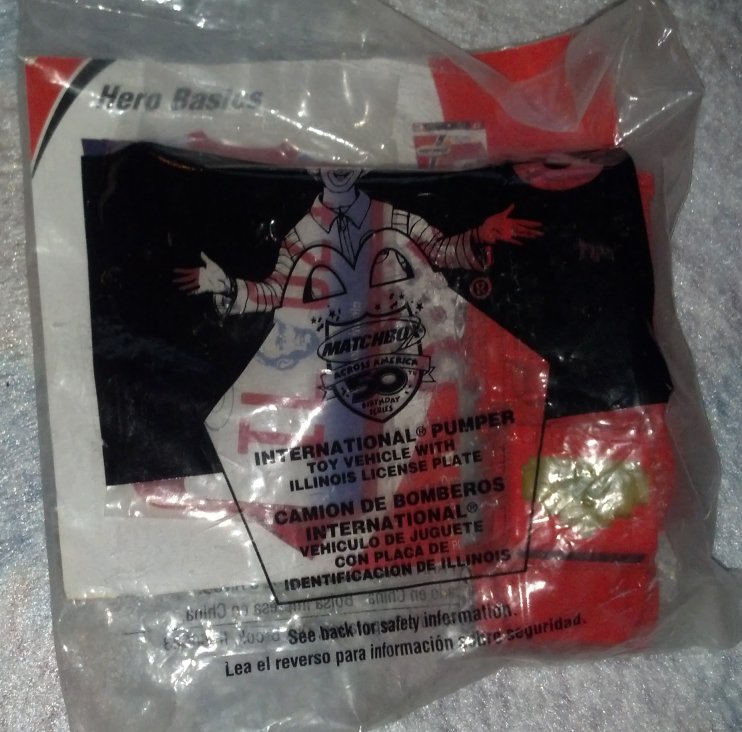 International Pumper - McDonald's Happy Meal toy vehicle with Illinois license plate