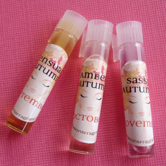 Perfume Oil TESTERS Autumn SAMPLES by Four Seasons Fragrance 3 Perfume Oils VEGAN