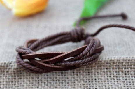 Korean style revival handmade ox skin leather lovers' bracelets