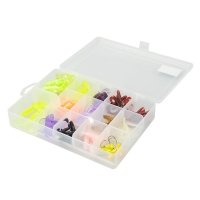 DL Plastic + Metal Single-tail Worm Shape Fishing Lure Set Case Package Random Color