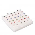18 Pairs Round Shape Rhinestone Stud Earrings Mixed Color