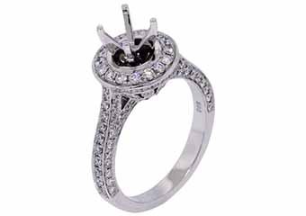 1.10 CARAT WOMENS DIAMOND HALO ENGAGEMENT RING SEMI-MOUNT ROUND CUT WHITE GOLD