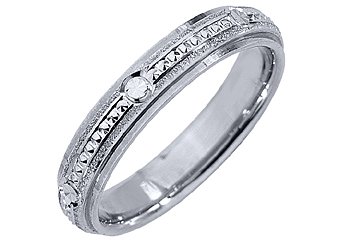 MENS WEDDING BAND ENGAGEMENT RING 14KT WHITE GOLD HIGH GLOSS FINISH 4mm