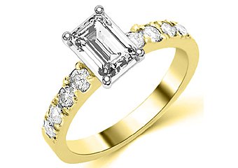 1.6 CARAT WOMENS DIAMOND ENGAGEMENT WEDDING RING EMERALD CUT SHAPE YELLOW GOLD