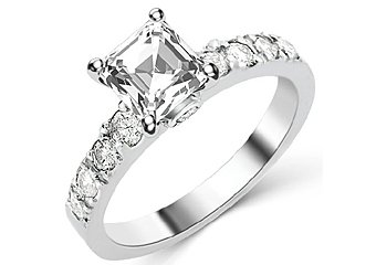 1.6 CARAT WOMENS DIAMOND ENGAGEMENT WEDDING RING ASSCHER CUT SHAPE WHITE GOLD