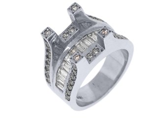 2CT WOMENS DIAMOND ENGAGEMENT RING SEMI-MOUNT TENSION SET BAGUETTE WHITE GOLD