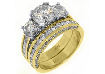 4.5 CARAT DIAMOND ENGAGEMENT RING WEDDING BAND BRIDAL SET ROUND CUT YELLOW GOLD