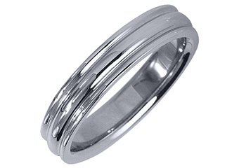 MENS WEDDING BAND ENGAGEMENT RING WHITE GOLD HIGH GLOSS FINISH 4mm