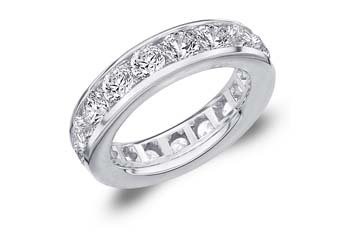 DIAMOND ETERNITY BAND WEDDING RING ROUND CHANNEL SET 14KT WHITE GOLD 5 CARATS
