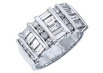 2.78CT WOMENS BRILLIANT ROUND BAGUETTE CUT DIAMOND RING WEDDING BAND WHITE GOLD