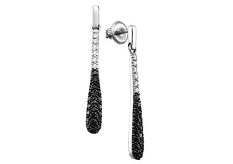 WOMENS .77 CARAT BLACK DIAMOND DANGLE DROP EARRINGS ROUND CUT PAVE WHITE GOLD