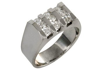 MENS 1.10 CARAT BRILLIANT ROUND CUT DIAMOND RING WEDDING BAND 14KT WHITE GOLD