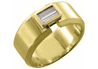 MENS 1/3 CARAT BAGUETTE CUT DIAMOND RING WEDDING BAND 14KT YELLOW GOLD