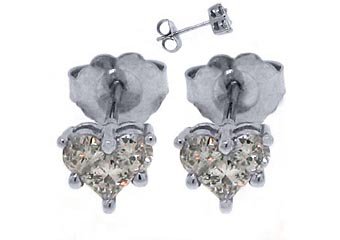 2/3 CARAT HEART SHAPE ROUND PRINCESS SQUARE DIAMOND STUD EARRINGS WHITE GOLD