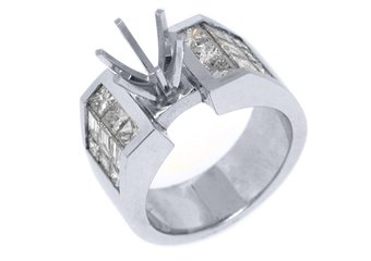 2.02 CARAT WOMENS DIAMOND ENGAGEMENT RING SEMI-MOUNT PRINCESS CUT WHITE GOLD