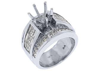 3.45 CARAT WOMENS DIAMOND ENGAGEMENT RING SEMI-MOUNT PRINCESS CUT WHITE GOLD