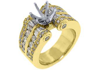 2.78 CARAT WOMENS DIAMOND ENGAGEMENT RING SEMI-MOUNT ROUND CUT YELLOW GOLD