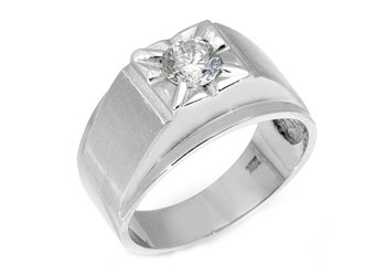 MENS 3/4 CARAT SOLITAIRE ROUND CUT DIAMOND RING WEDDING BAND 14KT WHITE GOLD