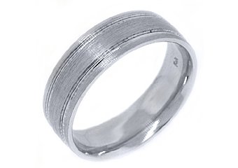 MENS WEDDING BAND ENGAGEMENT RING 14KT WHITE GOLD BRUSHED SAND FINISH 7mm