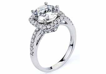 WOMENS DIAMOND ENGAGEMENT HALO RING ROUND CUT 1.52 CARAT 18KT WHITE GOLD