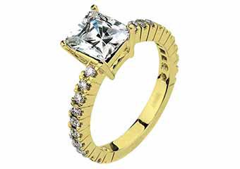 WOMENS DIAMOND ENGAGEMENT RING PRINCESS SQUARE CUT 1.49 CARAT 18K YELLOW GOLD