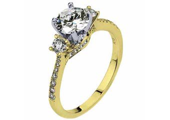 WOMENS DIAMOND ENGAGEMENT RING BRILLIANT ROUND CUT 1.49 CARAT 18KT YELLOW GOLD