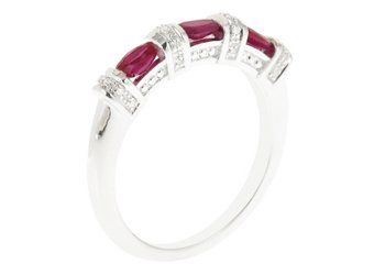 WOMENS 1.02 CARAT RED RUBY DIAMOND RING WEDDING BAND 925 STERLING SILVER