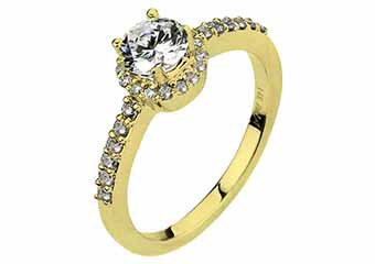 WOMENS DIAMOND ENGAGEMENT HALO RING ROUND CUT 1.29 CARAT 14KT YELLOW GOLD