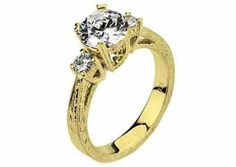 WOMENS DIAMOND ENGAGEMENT 3-STONE RING BRILLIANT ROUND CUT 1.2CT 14K YELLOW GOLD