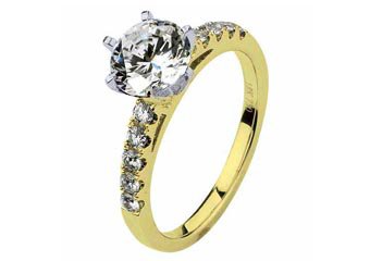 WOMENS DIAMOND ENGAGEMENT RING ROUND CUT 1.29 CARAT 18K YELLOW GOLD