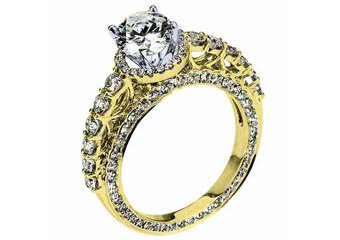 WOMENS DIAMOND ENGAGEMENT HALO RING ROUND CUT 2.36 CARAT 18K YELLOW GOLD