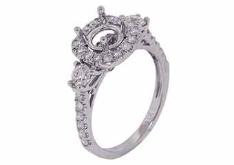 1.09 CARAT WOMENS DIAMOND HALO ENGAGEMENT RING SEMI-MOUNT ROUND CUT WHITE GOLD